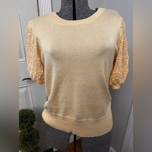 Women’s Liz Claiborne Short Sleeve Puff Detailed Sleeve Yellow Size Small